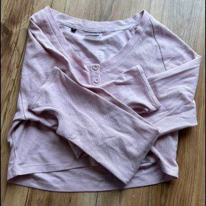 Gymshark Cotton Legacy Fitness Long Sleeve Crop Top in Pink